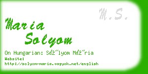 maria solyom business card